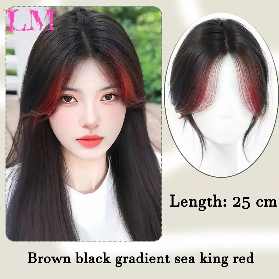Lm fino 3d ar franja de cabelo em linha reta puro franja clipe em extensões de cabelo topper franja 3d invisível sem costura cabeça peruca de cabelo