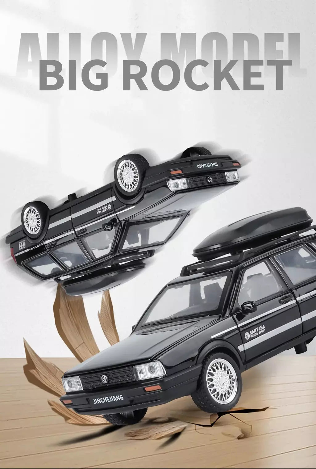 1:32 volkswagenwerk santana wagon liga de metal diecast modelo carro som & luz puxar para trás simulação clássica coleção hobby presente