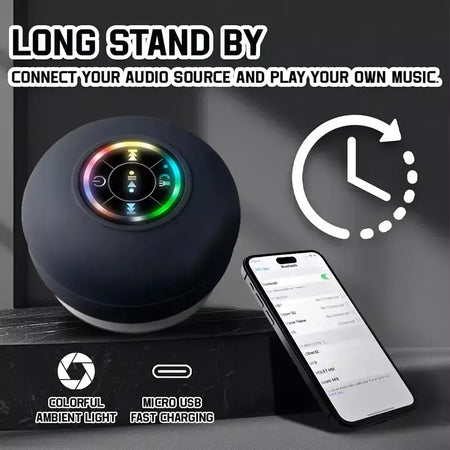 Família portátil sem fio bluetooth à prova dwaterproof água ventosa led pequeno alto-falante carro banheiro telefone móvel ouvir música estéreo