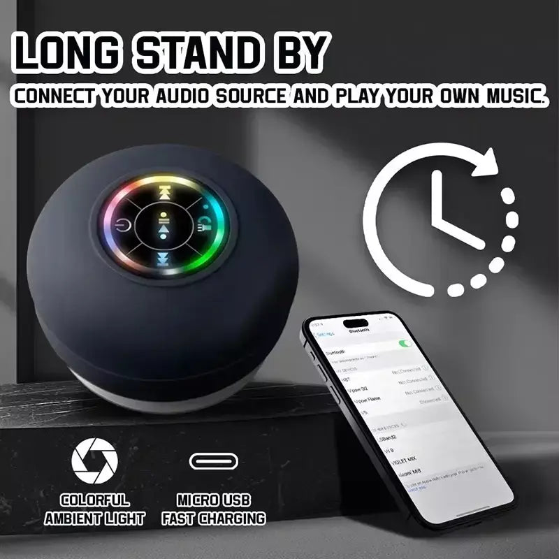 Família portátil sem fio bluetooth à prova dwaterproof água ventosa led pequeno alto-falante carro banheiro telefone móvel ouvir música estéreo