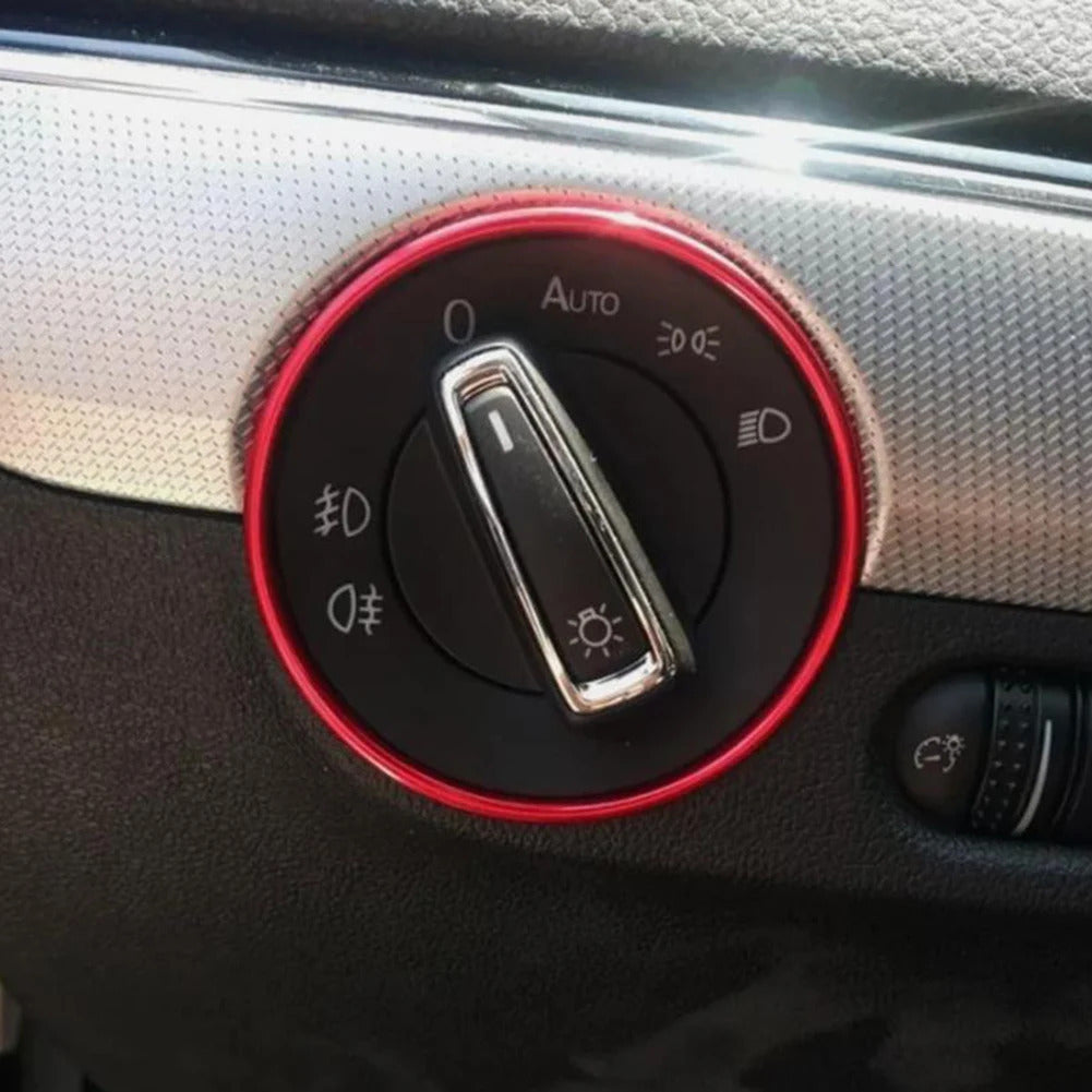 Adesivo decorativo de alumínio para interruptor de farol interno de carro, anel de guarnição para golf mk4 e passat b5, adesivo de moldura decorativa