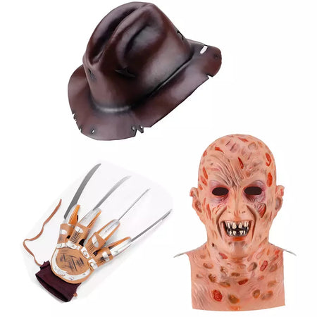 Assassinos jason máscara chapéu garras freddy krueger filmes de terror assustador látex chapelaria cosplay para emulsão para trajes de festa de halloween