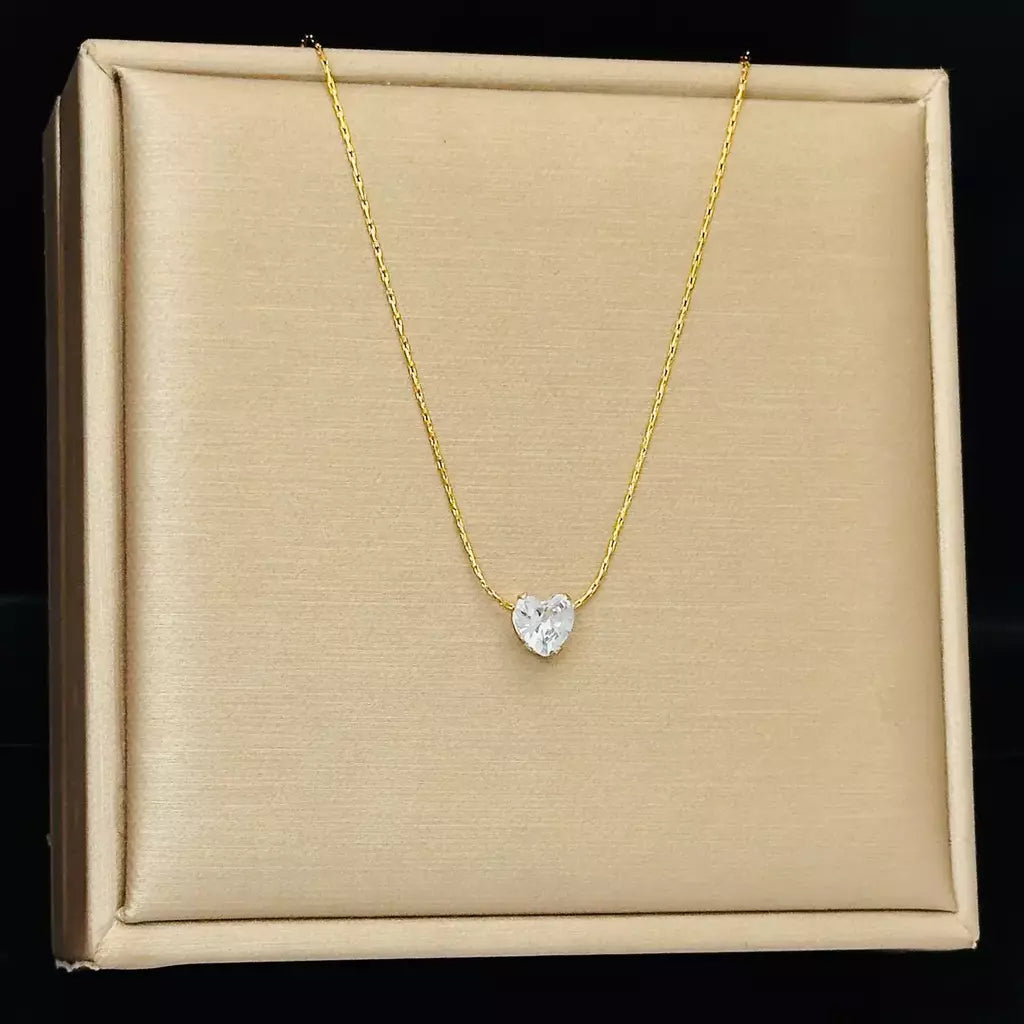 Moda de luxo aço inoxidável cor ouro 6 garra coração zircão pingente colar para mulher requintado não desbota colar jóias