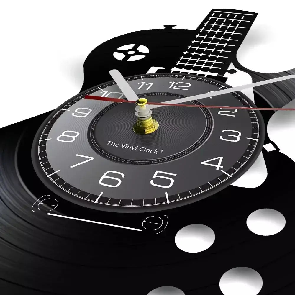 Guitarra acústica Wall Art Relógio, Instrumento Musical, Home Interior Wall Decor, Disco de vinil Relógio, Rock n Roll Presente Musical