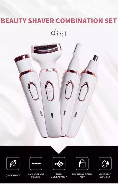 Depilador elétrico indolor para mulheres, biquíni, sobrancelha, nariz, senhora aparador, remoção facial do cabelo, cara, corpo, Shaver fêmea, Depilator, 4 em 1