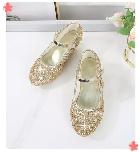 Meninas sapatos crianças salto alto glitter sandálias de cristal moda fivela crianças princesa sapato dança estudante desempenho sapatos de couro