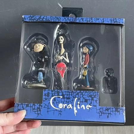 3 pçs neca coraline figura anime coraline & a porta secreta personagem torto modelo boneca estátua conjunta filme móvel brinquedos presentes