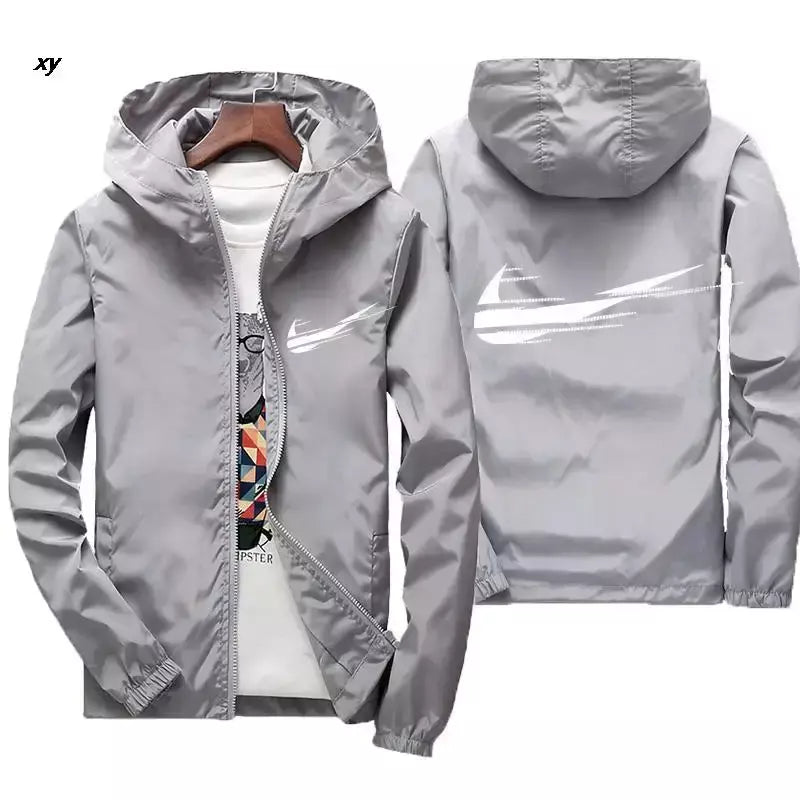 Jaqueta impermeável com capuz masculino, blusão, outwear masculino, streetwear casual, roupas da moda, primavera, outono, 2024