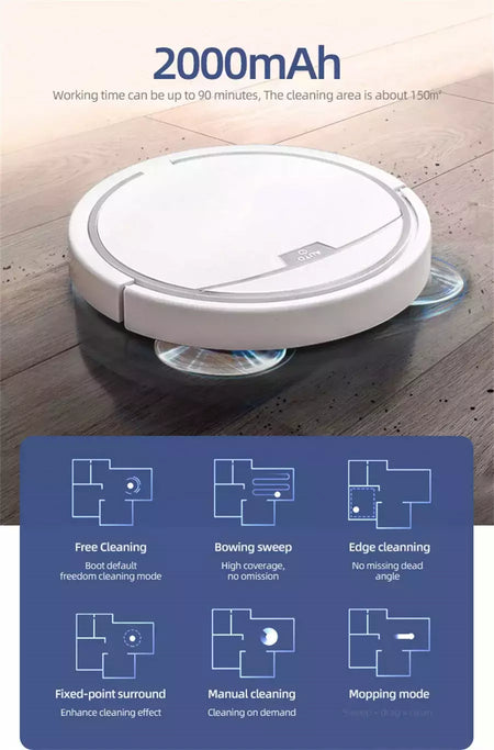 Aspirador Robô Inteligente Sem Fio, Multifuncional, Super Silencioso, Esfregando a Vácuo, Umidificador, Uso Doméstico, Novo