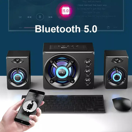 Alta-falantes estéreo 3d de alta fidelidade colorido led luz pesada aux usb com fio sem fio bluetooth áudio home theater barra de som surround tv