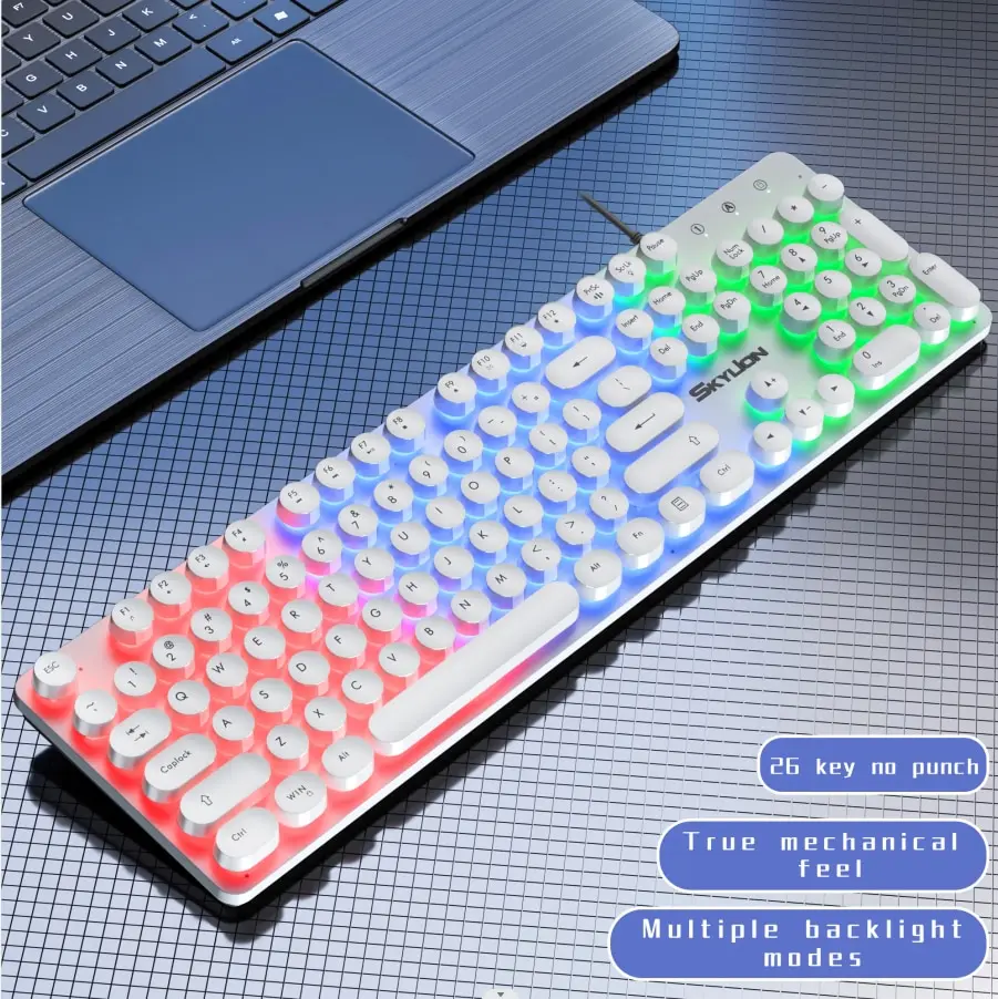 SKYLION H300 Wired 104 Teclas Membrana Teclado Muitos Tipos de Iluminação Colorida Gaming e Office Para Windows e IOS System