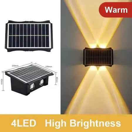 Lâmpada de parede solar ao ar livre led luz solar à prova dwaterproof água para cima e para baixo iluminação luminosa quintal decoração do jardim luzes movidas a energia solar