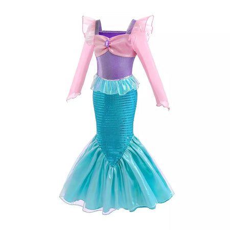 Meninas escala roxa princesa sereia ariel cosplay vestido de halloween vestido de festa de aniversário meninas verão praia vestido de férias