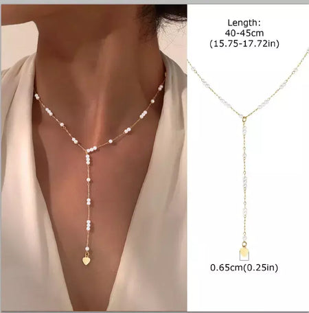 Colar lariat de aço inoxidável banhado a ouro, colar longo delicado colares laryered para mulheres meninas, pingente de gota em forma de y