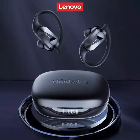 Lenovo lp75 ows sem fio bluetooth 5.3 fones de ouvido gaming redução ruído display digital led à prova dwaterproof água esportes