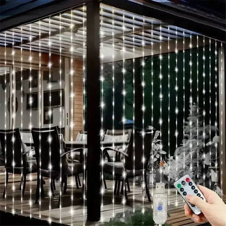 Natal usb cortina corda luzes de fadas 8 modo 6/3m led guirlanda remoto para festa jardim casa decoração casamento ano novo 2025
