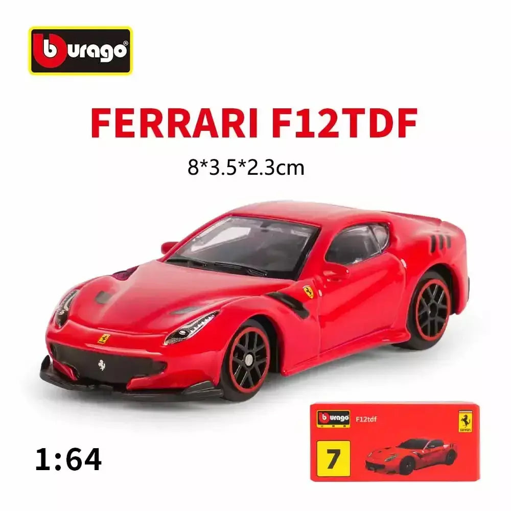 Coleção Ferrari Bburago 1:64 - modelos fundidos em liga LaFerrari 458 Enzo SF90, mini carros de simulação, conjunto de presente para adultos e crianças