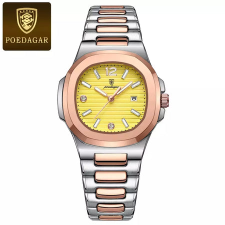 POEDAGAR-Relógio Quartzo Quadrado Feminino com Caixa, Relógios Femininos, Impermeável, Data, Feminino, Relógio, Luxo, Vestido