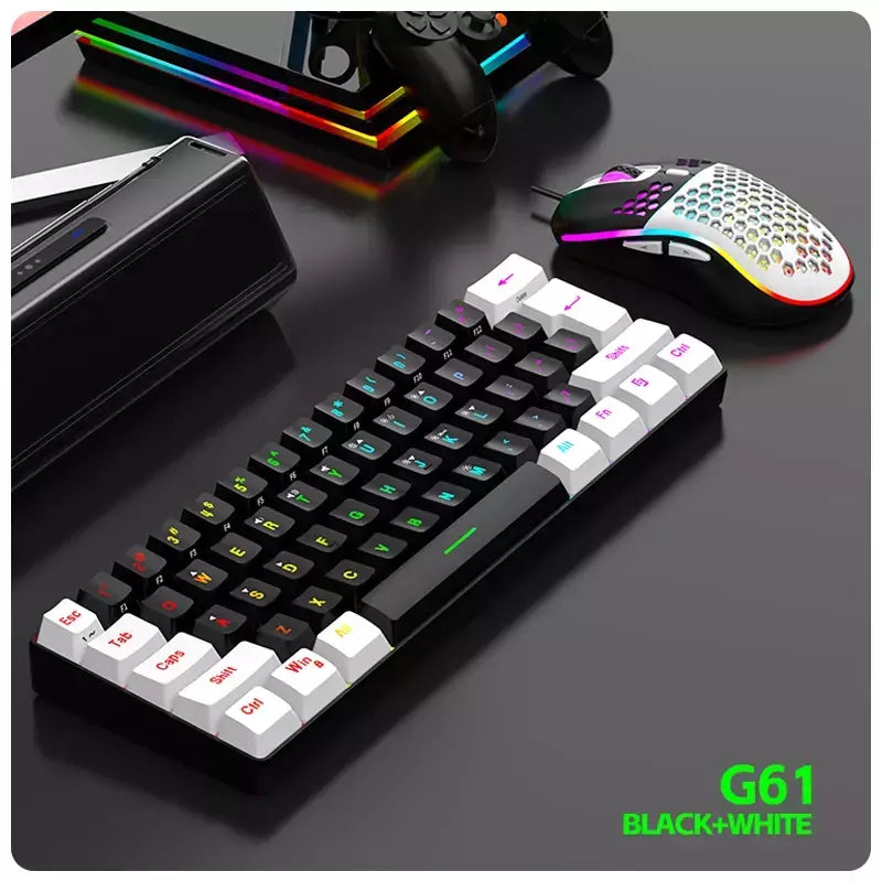 RGB Backlight Wired Mini Teclado Gaming, Ultra Compacto, Impermeável, Pequeno Compacto, 61 Teclas, Fit para PC, Mac Gamers, 60%