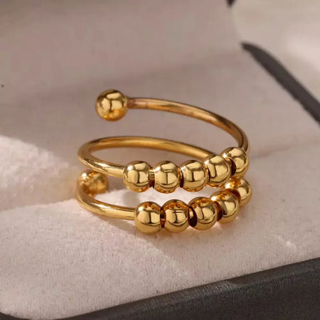 Anéis geométricos de zircônia de aço inoxidável para mulheres luxo mau olhado cor dourada ajustável na moda casamento estética jewerly presente