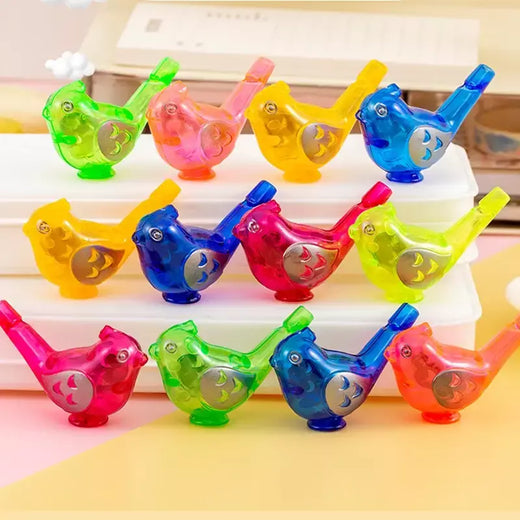 30 pçs colorido mini pássaro plástico apitos de água fabricante de ruído brinquedos para crianças festa de aniversário favores chá de bebê presente pinata enchimentos