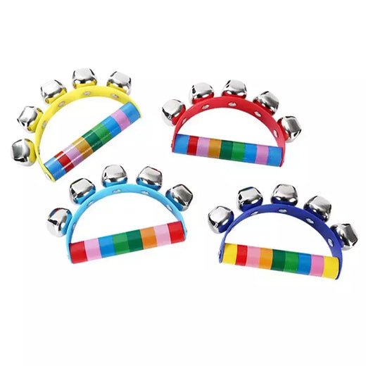 Sleigh Bells de Natal para crianças Jingle Bells, instrumento de sino musical cabo de madeira, presente para meninos e meninas, 1pc