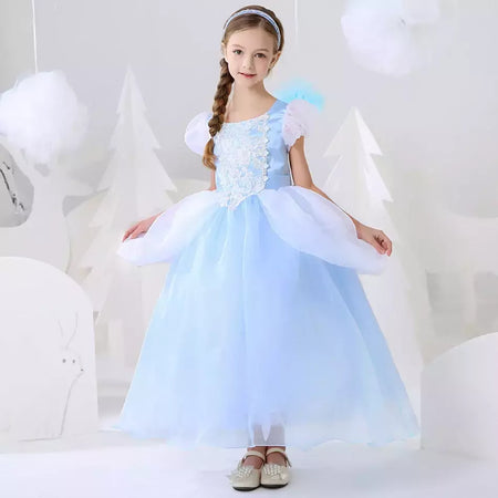 Crianças cosplay traje menina verão pageant lantejoulas fantasia crianças cinderela carnaval roupas princesa vestido de aniversário 3-10 ano