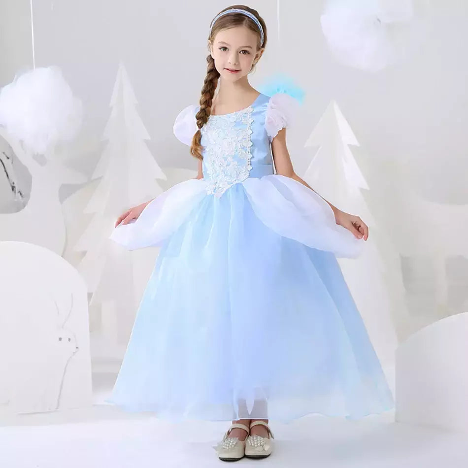 Crianças cosplay traje menina verão pageant lantejoulas fantasia crianças cinderela carnaval roupas princesa vestido de aniversário 3-10 ano