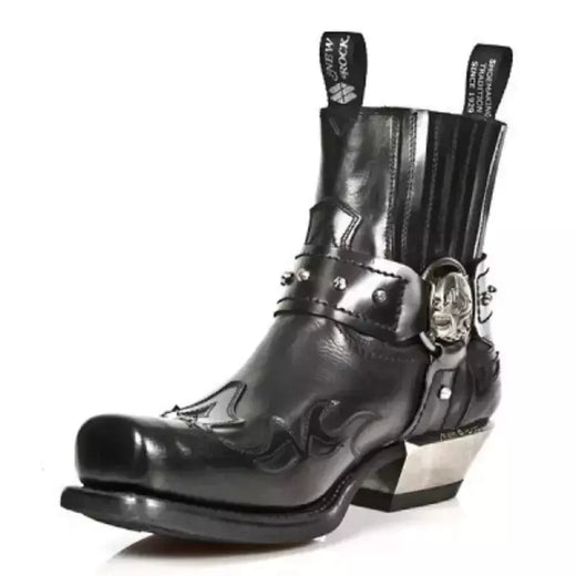 Preto estilo legal botas masculinas rebite cristal decoração fivela cinto apontou toe couro de alta qualidade sapatos masculinos 2024 zapatillas mujers