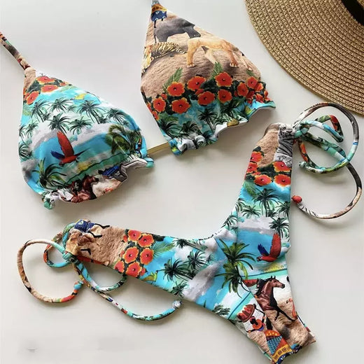 RUOTONGSEPT-maiô atado para mulheres, conjunto de biquíni listrado, moda praia sexy tanga, biquínis brasileiros bandagem, 2022