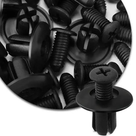300/50 pçs 8mm fixadores de plástico parafusos universal pára-choques do carro rebites pretos fixador do carro push pin clipes acessórios automóveis