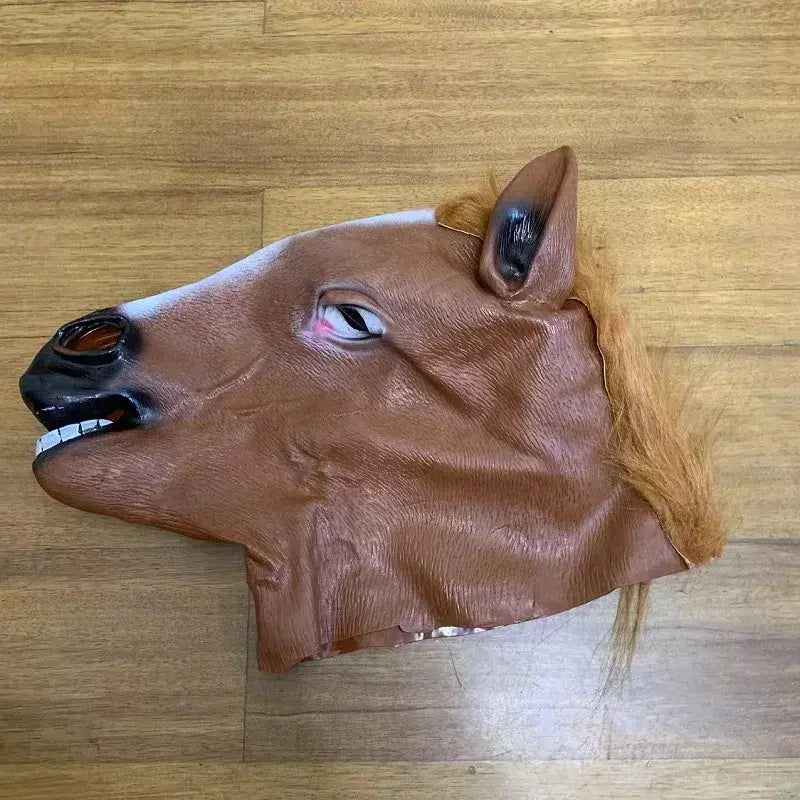 Homens máscaras de cavalo marrom menina engraçado cabeça de cavalo máscara de látex máscara animal novidade halloween cosplay trajes chapelaria rímel de látex