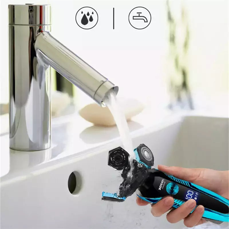 ZOZEN-Barbeador elétrico recarregável para homens, lâmina, aparador de cabelo, corte, máquina de barbear, aparador de barba, seco, uso duplo