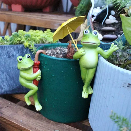 Estatuetas de sapo em miniatura, decoração de plantador, acessórios de vaso de flores fofos, estátua de sapo de resina, jardim de fadas, decorações de plantas estéticas