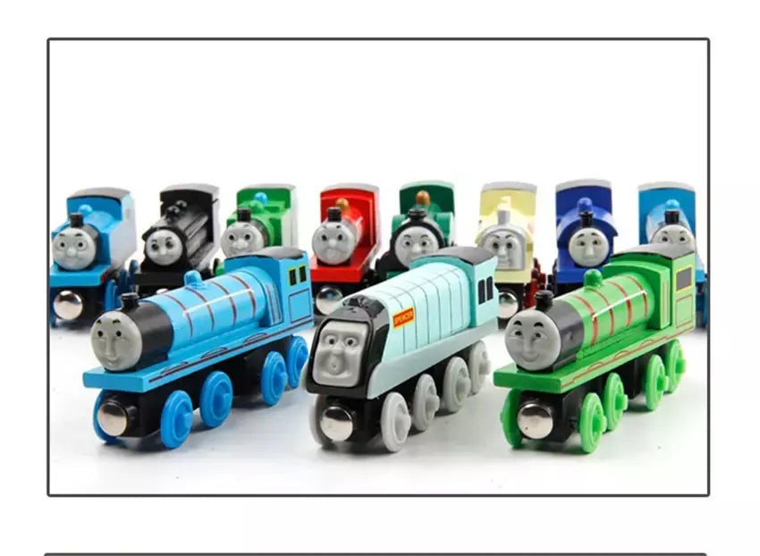 10 pçs/set trens de madeira magnética brinquedos pista veículo ferroviário locomotiva de madeira modelo de transporte para thomaing trem brinquedo presente crianças