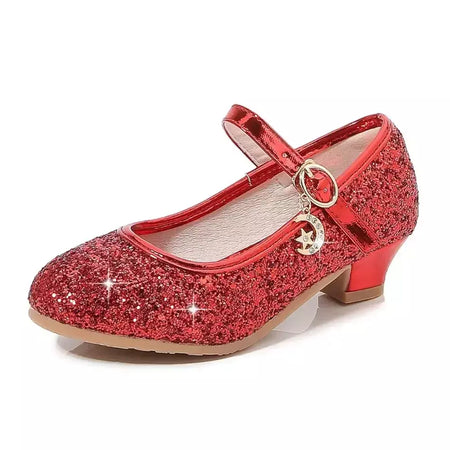 Meninas sapatos crianças salto alto glitter sandálias de cristal moda fivela crianças princesa sapato dança estudante desempenho sapatos de couro