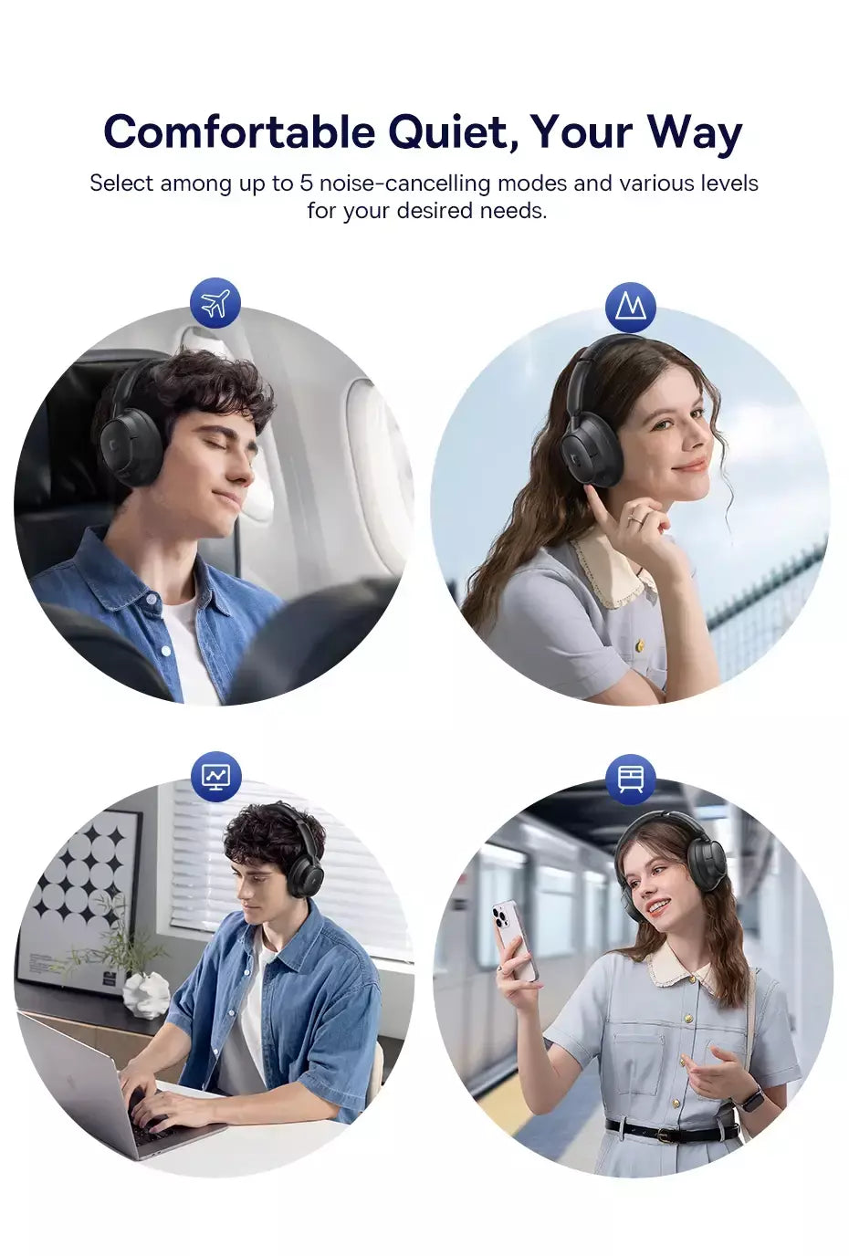 Baseus bowie h1s fones de ouvido sem fio bluetooth 5.4 cancelamento de ruído 46db sobre a orelha fone de ouvido de áudio espacial de alta resolução 120h tempo