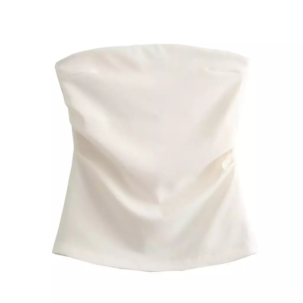 TRAF-Blusa sem mangas sem alças para mulheres, tops femininos, zíper traseiro, roupas de rua, tanque chique, moda verão, nova