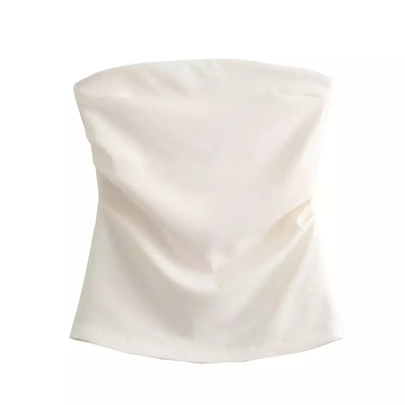 TRAF-Blusa sem mangas sem alças para mulheres, tops femininos, zíper traseiro, roupas de rua, tanque chique, moda verão, nova