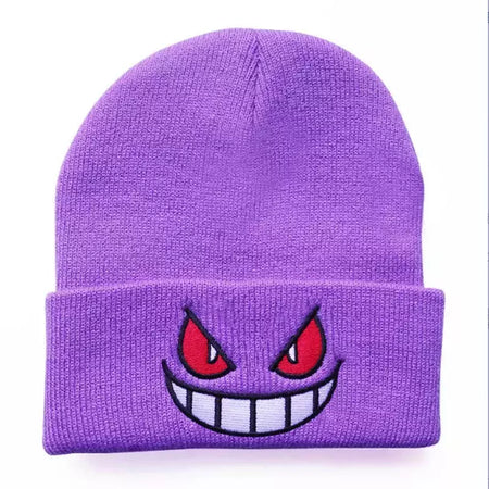 Boca olhos bordados elasticidade desenhos animados gorro inverno manter quente moda outono friso mulher masculino chapéu de malha crânio boné
