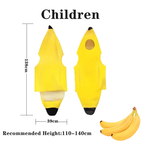 Criança/adulto unissex divertido conjunto de banana amarelo traje luz halloween fruta fantasia festa feriado dança vestido traje