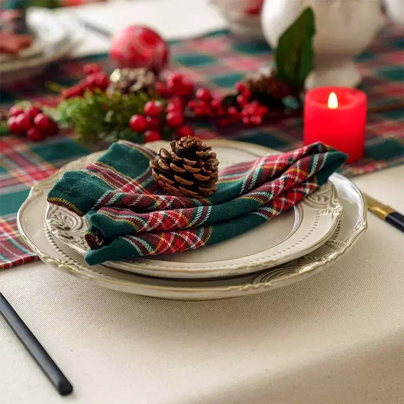 Classic Scottish Tartan Plaid Cloth Guardanapos, casa, hotel, decoração de mesa de jantar, Natal, 40x40cm, 4pcs por conjunto, 2023