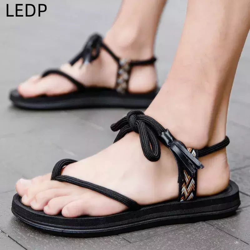 Corda explosiva casal legal sapatos na moda verão casal sandálias moda all-match 2023 melhor-venda designer réplica sapatos masculinos