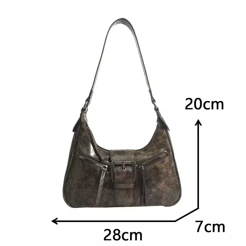 Bolsas de ombro de couro PU para mulheres, design de cinto retrô bolsas vintage pequenas femininas, bolsa transversal axilar, bolsas da moda, Y2K, 2024