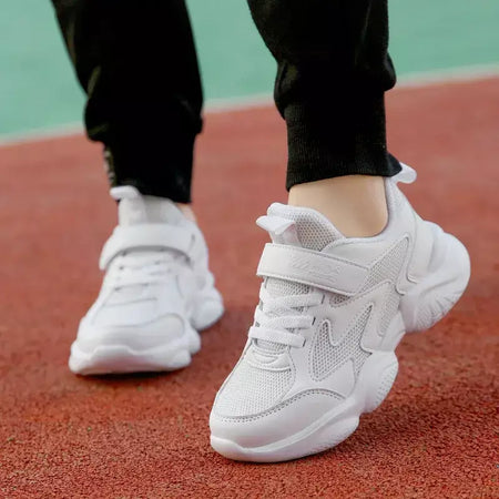 Branco crianças sapatos para meninos e meninas moda crianças confortáveis tênis respiráveis antiderrapante escola casual calçado de caminhada