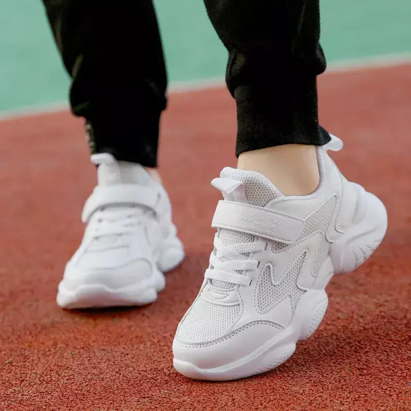 Branco crianças sapatos para meninos e meninas moda crianças confortáveis tênis respiráveis antiderrapante escola casual calçado de caminhada