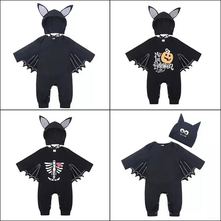 Umorden 2 pçs/set unissex morcego preto traje do bebê meninas meninos meu primeiro roupa de halloween algodão 3-6m 6-12m 12-18m 18-24m
