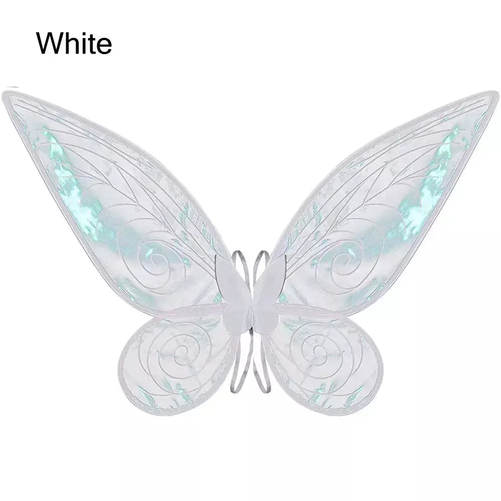 Trajes de halloween para meninas asas de fada borboleta para cosplay trajes brilho fada princesa asas festa favor acessórios