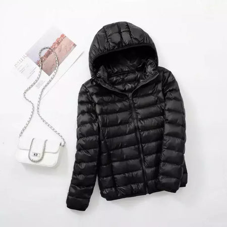 Casaco fino leve com capuz de pato para mulheres, casaco curto fino, streetwear quente, branco, plus size, casacos, outono, inverno, 2023