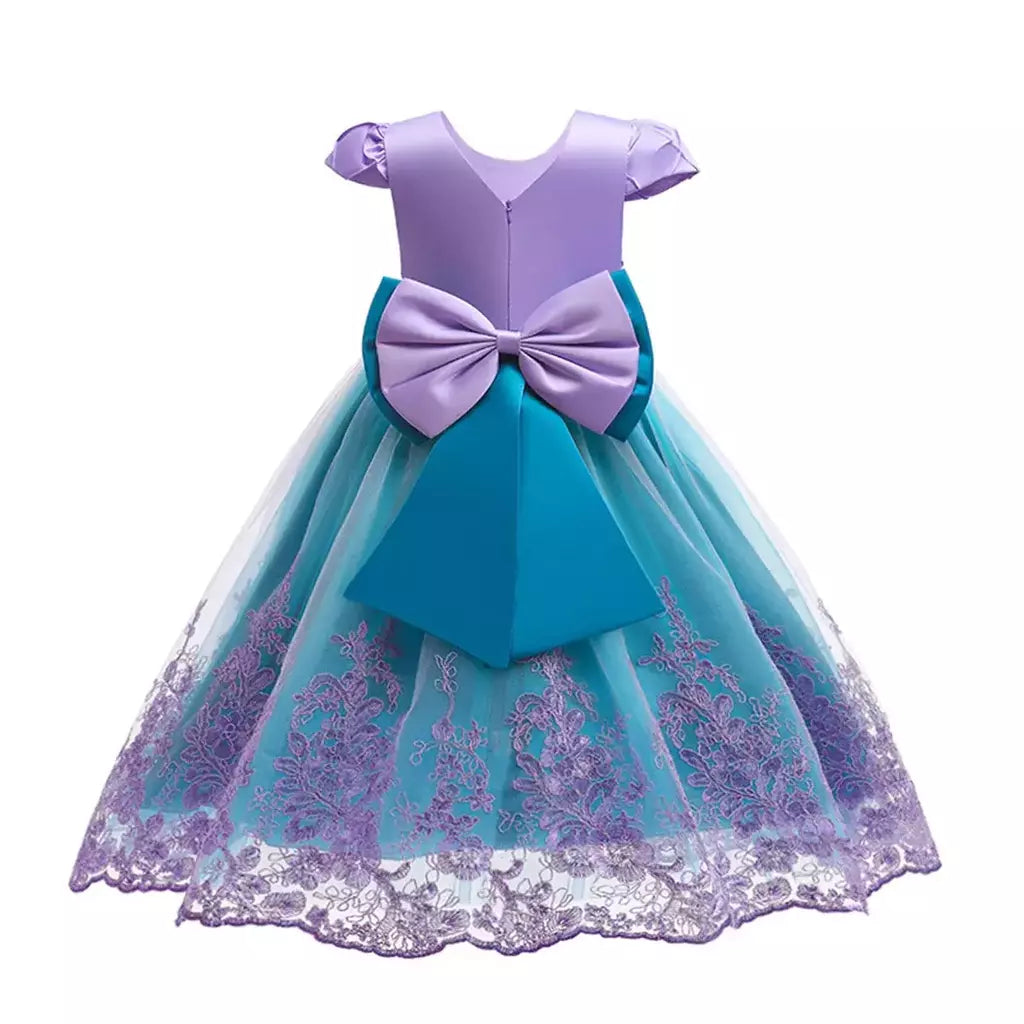 Meninas roxo-azul sereia ariel cosplay vestido de halloween vestido de festa de aniversário meninas praia vestido de férias
